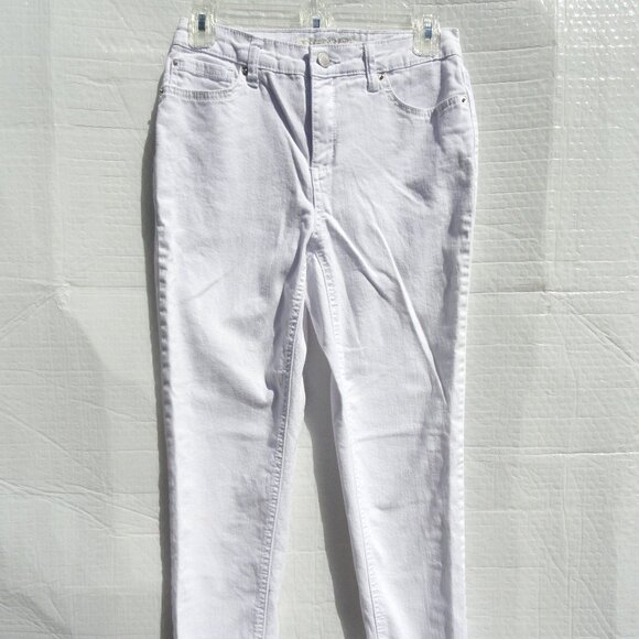 Jones New York White Soho Ankle Pants Mid Rise Jeans 5 Pocket Women's Size 4 - Picture 1 of 11